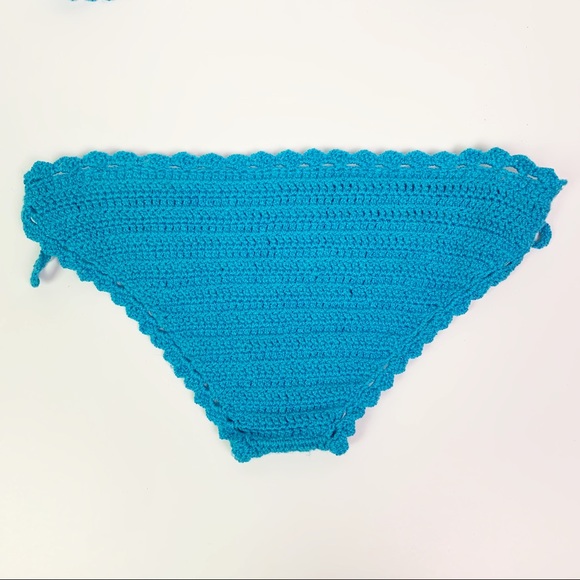 Blue Crochet Knit 2 Piece Bikini Swimsuit - Picture 6 of 7